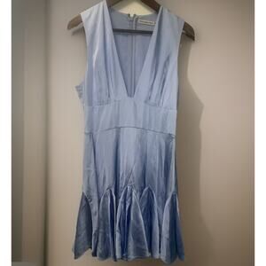 Abercrombie & Fitch Women's Plunge Satin Swing Mini Dress Sz M Baby Blue Y2K